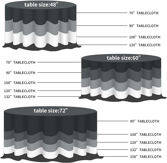 70" - 132" Round Tablecloths - Multiple Colors