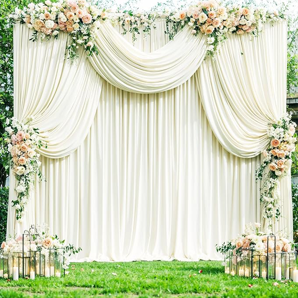 Ivory Backdrop Curtain Set & Stand