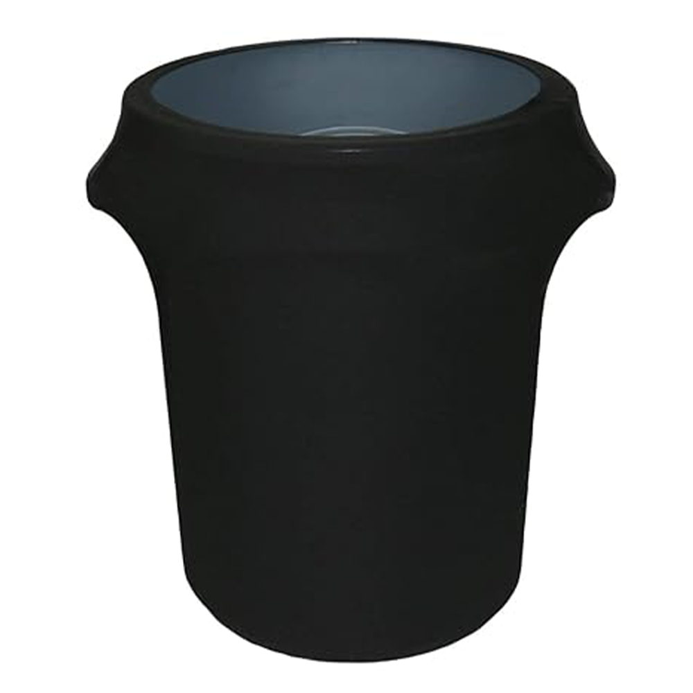 Covered Large Black Trash Can