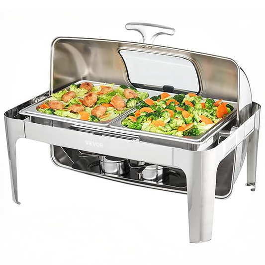 Stainless Steel 9 Qt. Rectangle Chafing Dish (With Dividers)