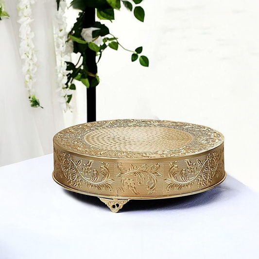 18" Gold Embossed Metal Cake Plateau Stand