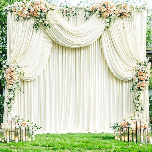 Ivory Backdrop Curtain Set & Stand