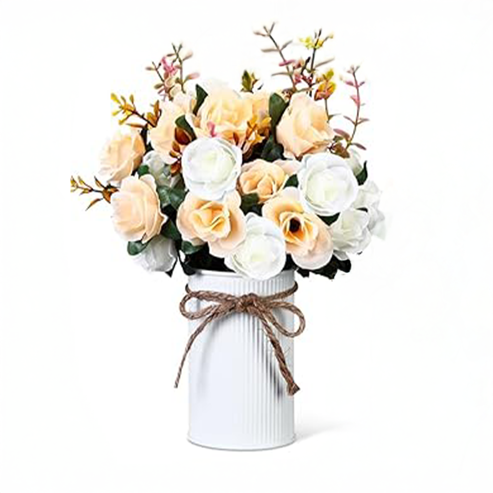 Champagne Rose Floral Centerpiece & Vase