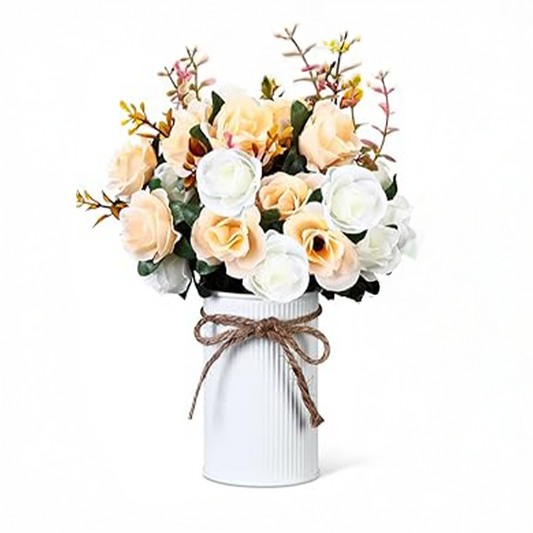 Champagne Rose Floral Centerpiece & Vase
