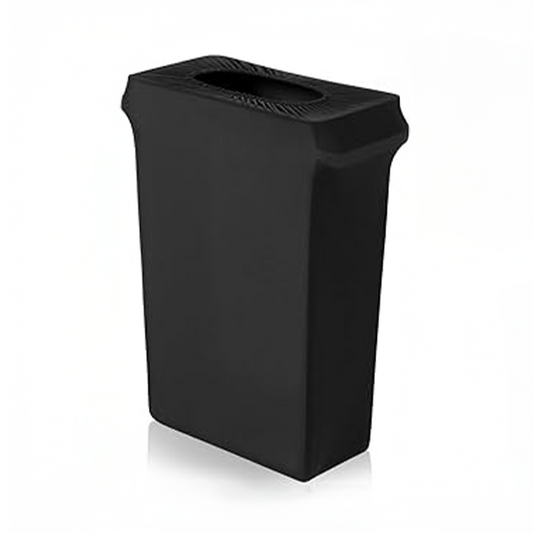 Covered  Black Trash Can