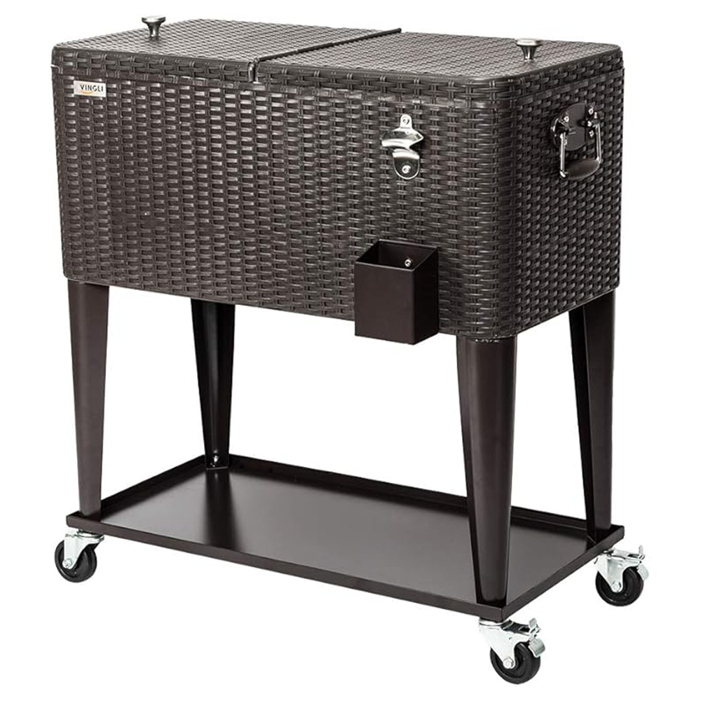20 Gallon Brown Ice Chest with Shelf & Bottle Opener